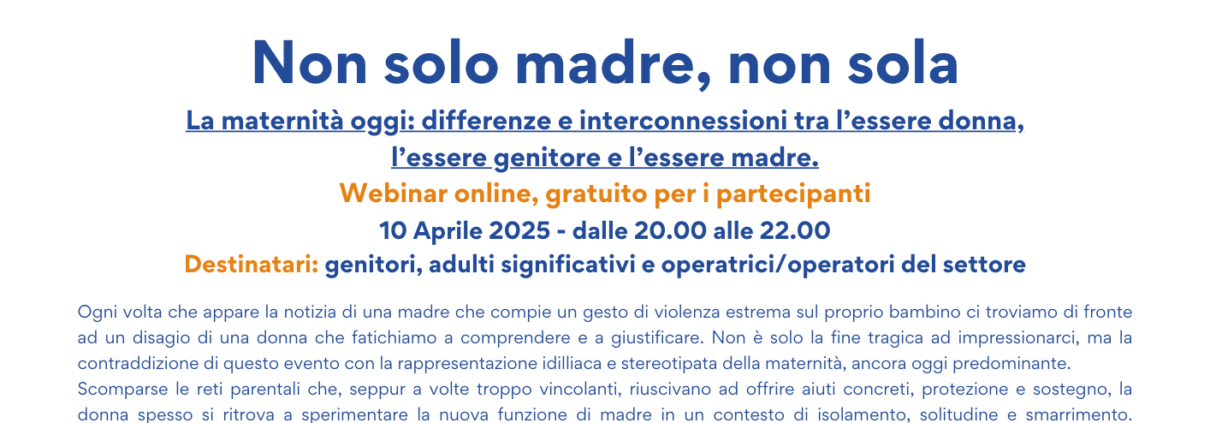 Non solo madre, non sola - Aprile 2025
